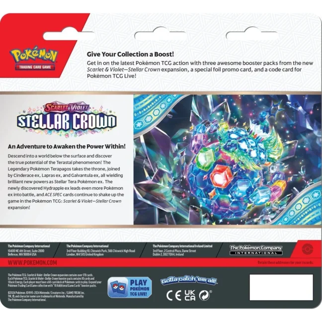 Pokémon TCG (SV07) Stellar Crown 3-Blister Booster