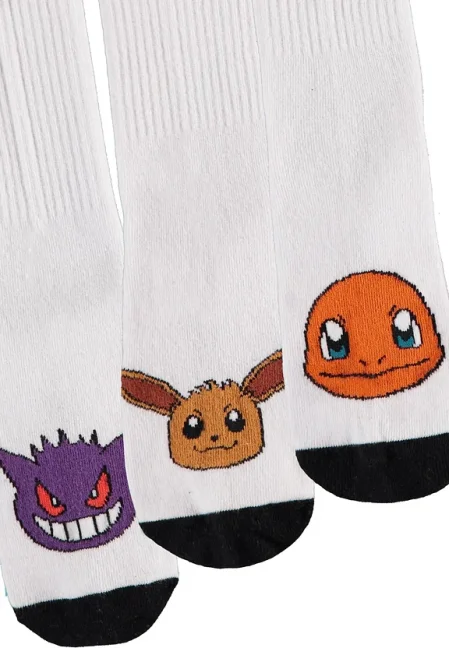 Pokémon ponožky 3 pack - Evee, Charmander, Gengar