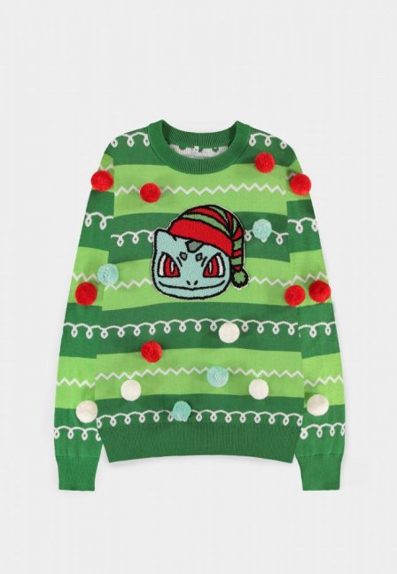 Pokémon - Bulbasaur Patched Christmas Jumper - Barva: Multicolor, Velikost: S, Vhodný věk: Dospělí, Určení: Unisex, Materiál: 50% Cotton - 50% Acrylic