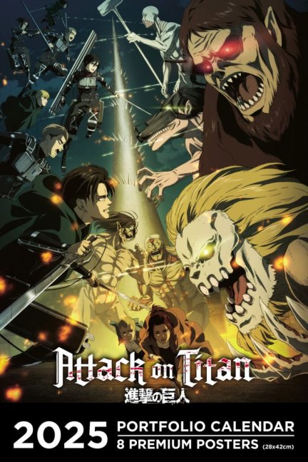 Attack on Titan Portfolio Kalendář s plakáty 2025 – Anglická verze