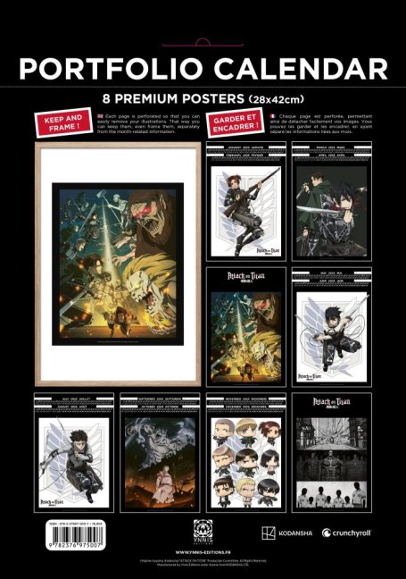 Attack on Titan Portfolio Kalendář s plakáty 2025 – Anglická verze