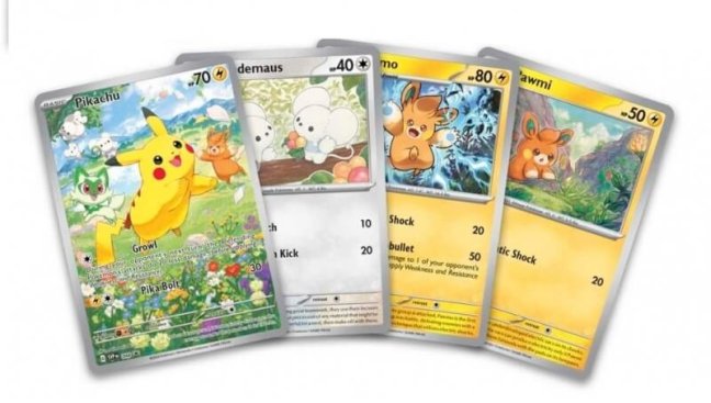 Promo karty z Paldea Adventure Chest - Pikachu, Pawmi, Pawmo, Tandemaus