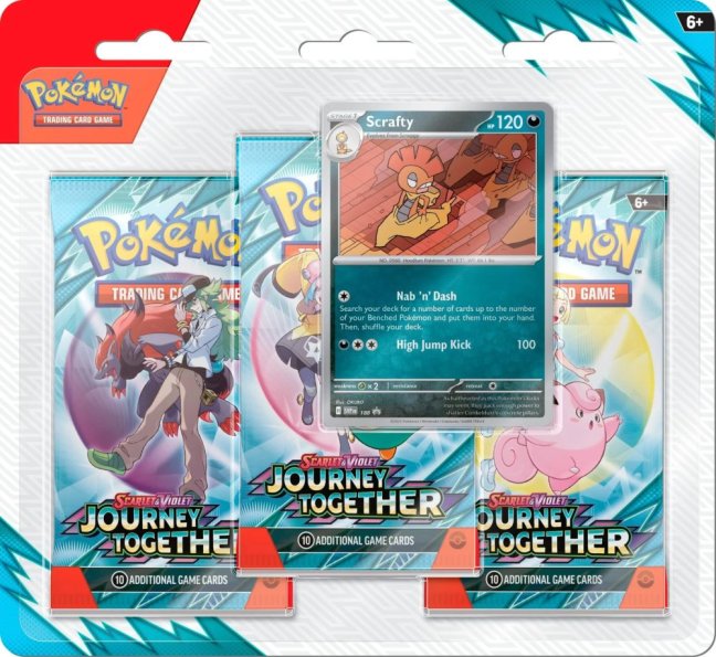 Pokémon TCG Journey Together 3-Blister Booster - Varianta: Scrafty