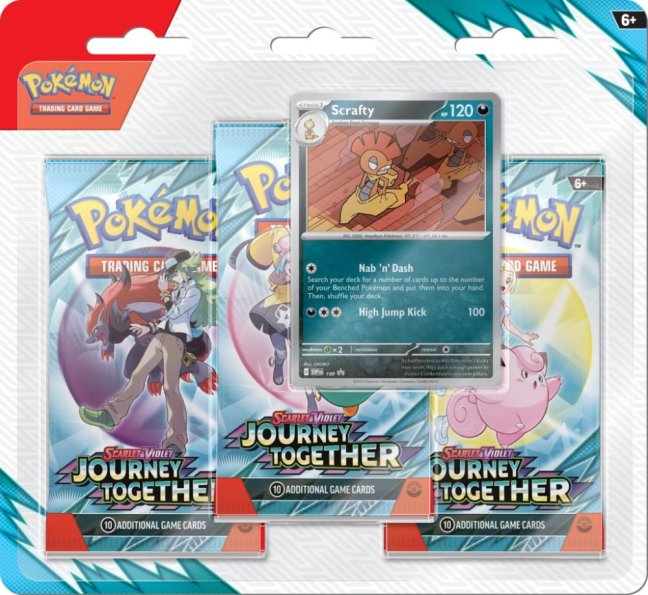 Pokémon TCG Journey Together 3-Blister Booster - Varianta: Scrafty