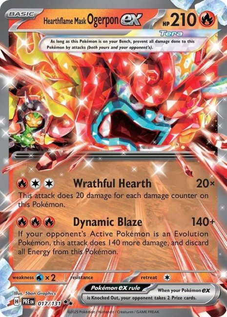 Hearthflame Mask Ogerpon ex (PRE 017) - Stav: Near Mint